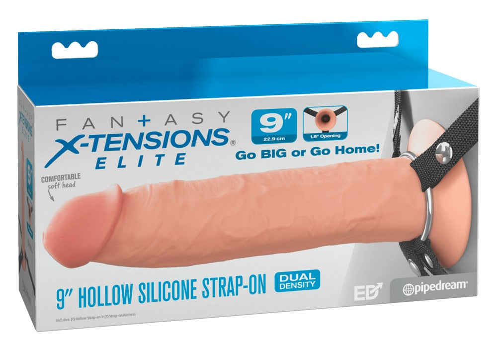 FXTE 9" Hollow Strap-On Dual - Arnés con Funda de Silicona