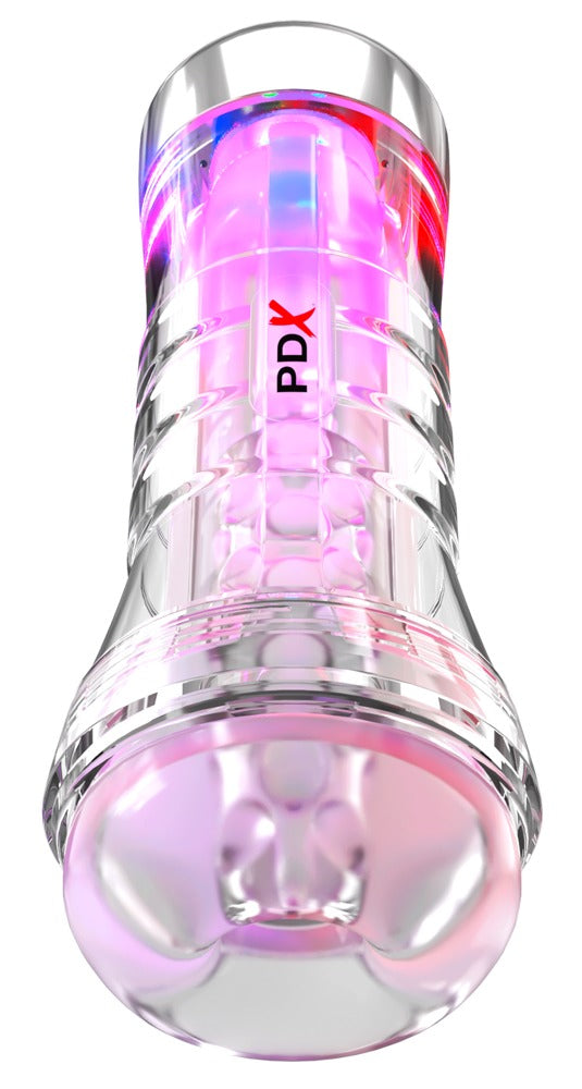 PDX Elite ViewTube XXL See-Thru - Masturbador Stroker Transparente con LED