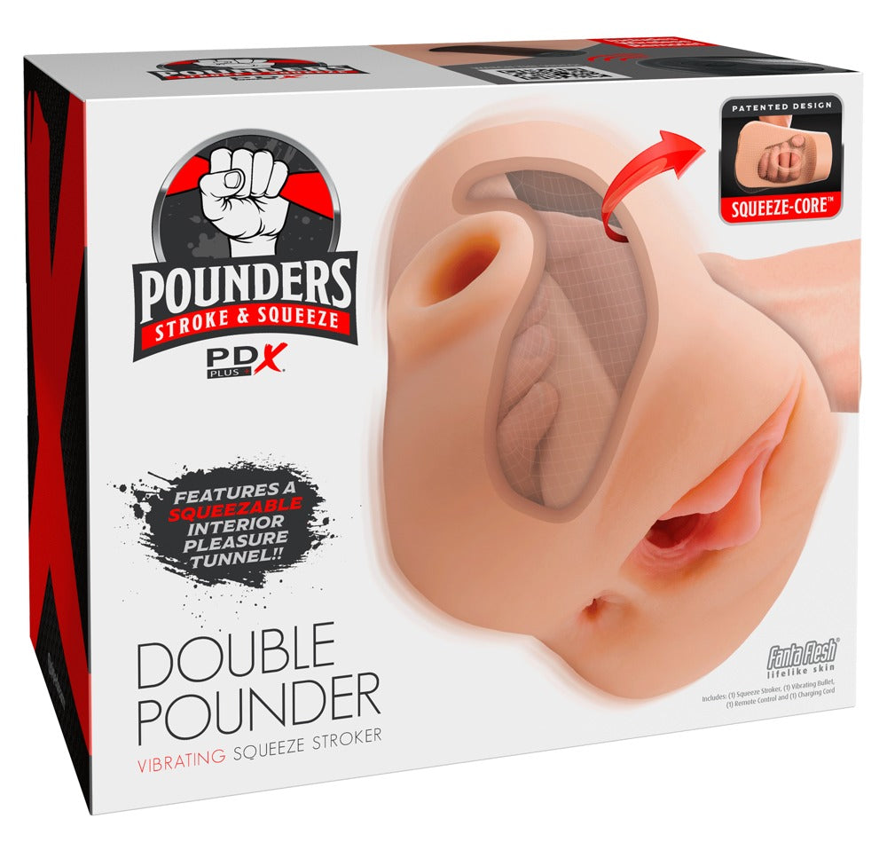 PDX Plus Double Pounder Vibrating - Masturbador con Vibración y Doble Canal