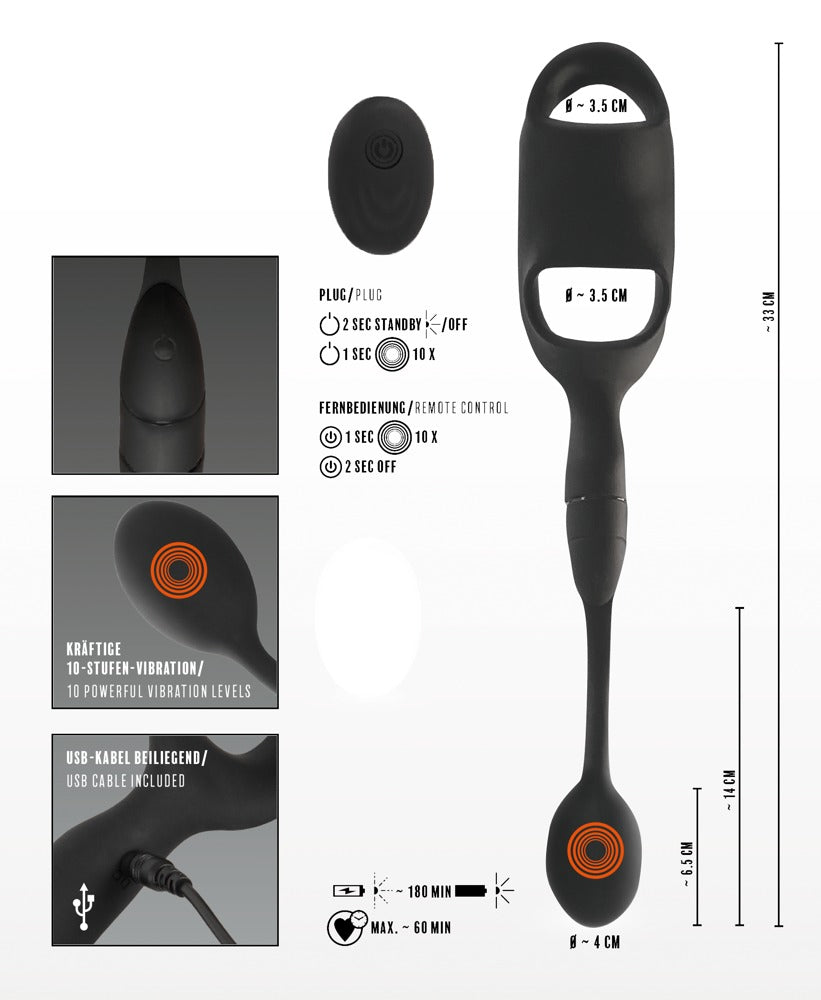 Anillo Peneano Rebel con Plug Anal Vibrador Controlable