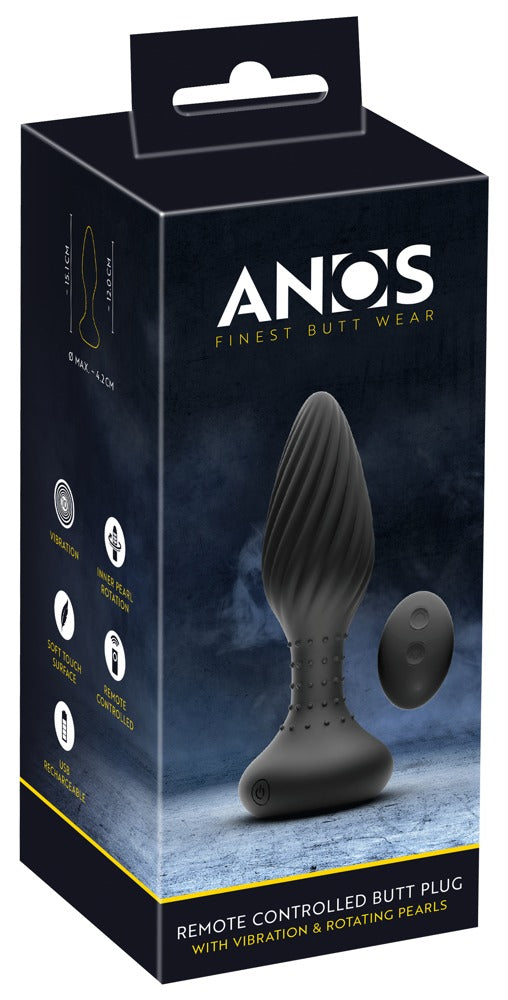 Plug Anal Textured Rotating Beads ANOS - Control Remoto