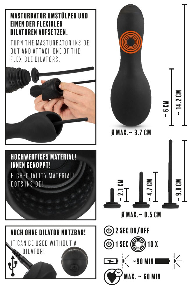 Rebel Glans Masturbator con 3 Dilatadores y Vibración