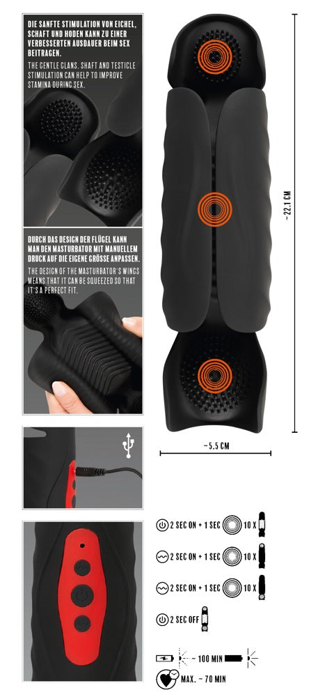 Rebel Vibrating Penis Trainer - Masturbador con Vibración y 3 Puntos de Estimulación