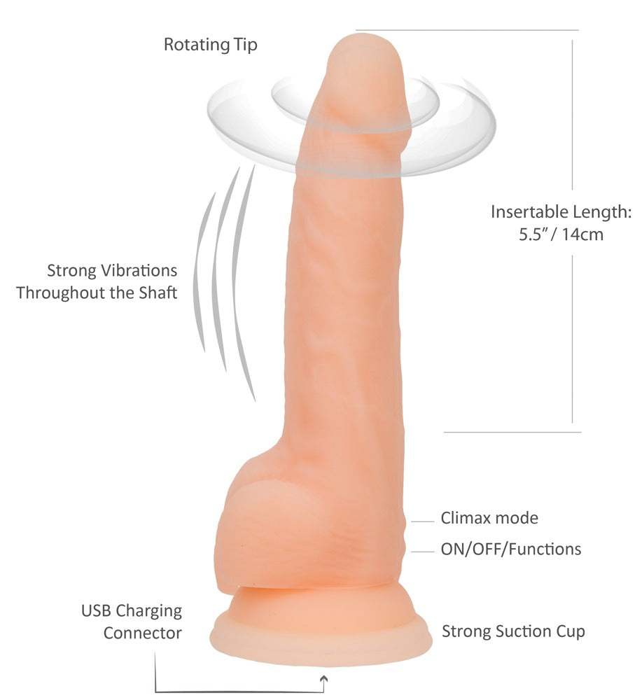Vibrador Realista 8" Rotating & Vibrating Dong - Naked Addiction