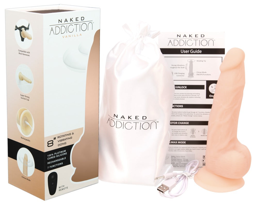 Vibrador Realista 8" Rotating & Vibrating Dong - Naked Addiction