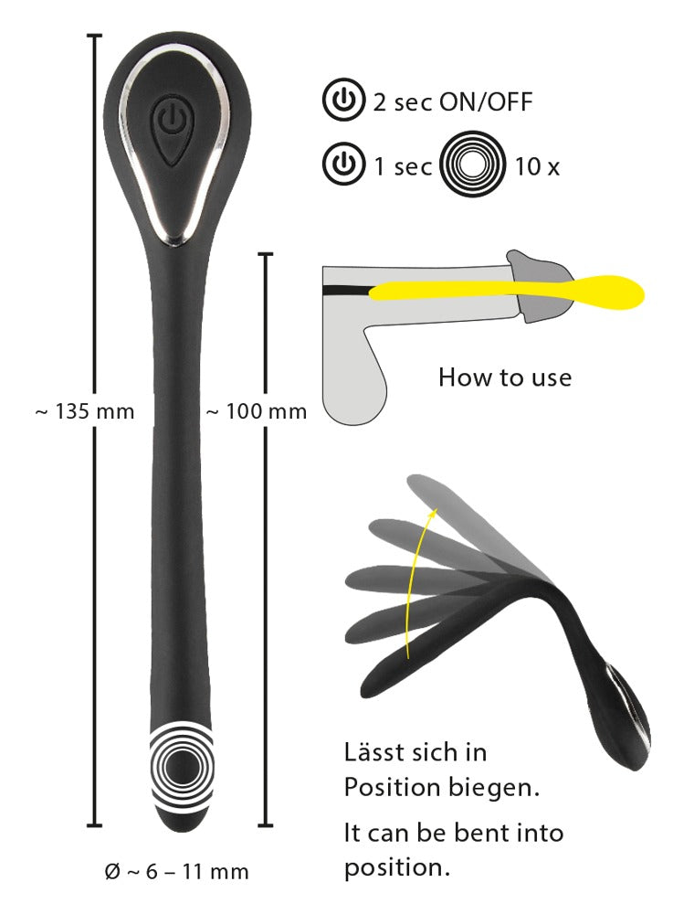 Penisplug Vibrating Bendible D - Estimulador Uretral con 10 Modos