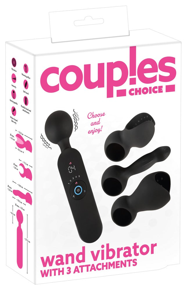 Couples Choice Wand Vibrator Recargable con 3 Accesorios
