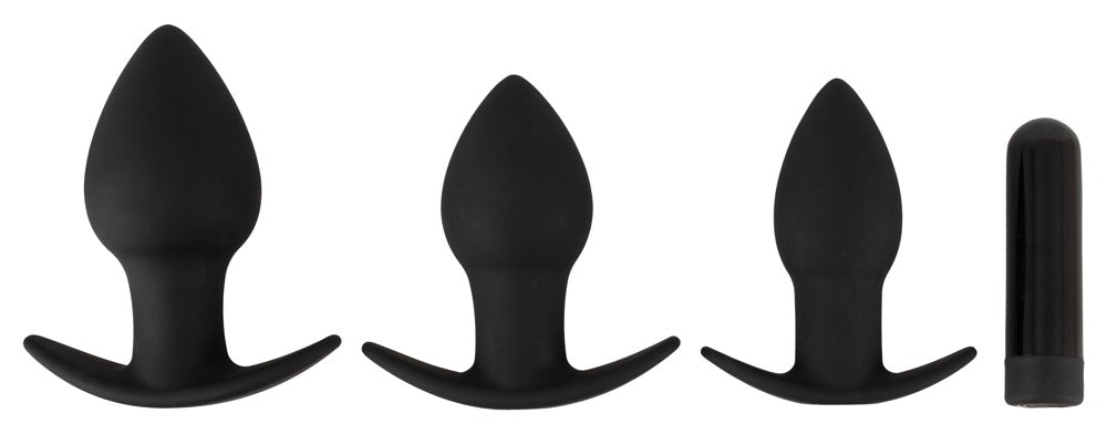 Set de 3 Plugs Anales Black Velvets con Vibrobullet