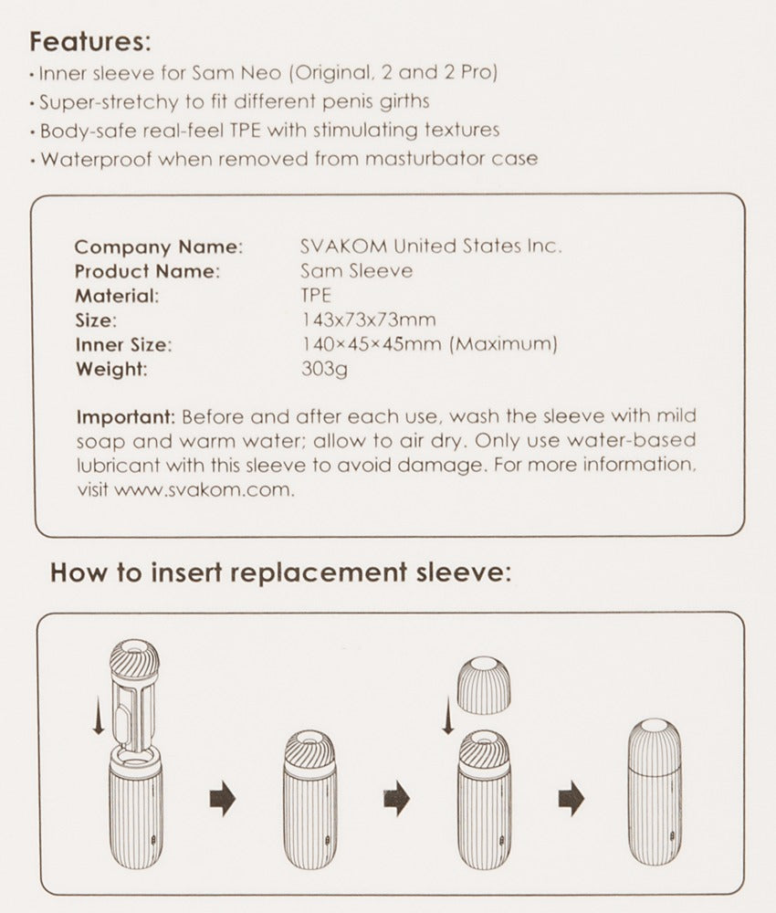 Sam Neo Replacement Sleeve - Funda de Recambio SVAKOM