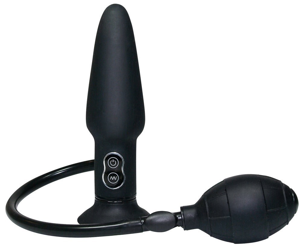True Black Vibrating Butt Plug Inflable con Bomba y 7 Velocidades
