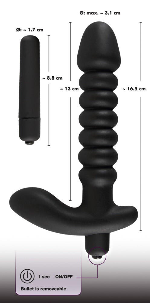 Black Velvets Vibrating - Vibrador Acanalado con Estimulador de Perineo