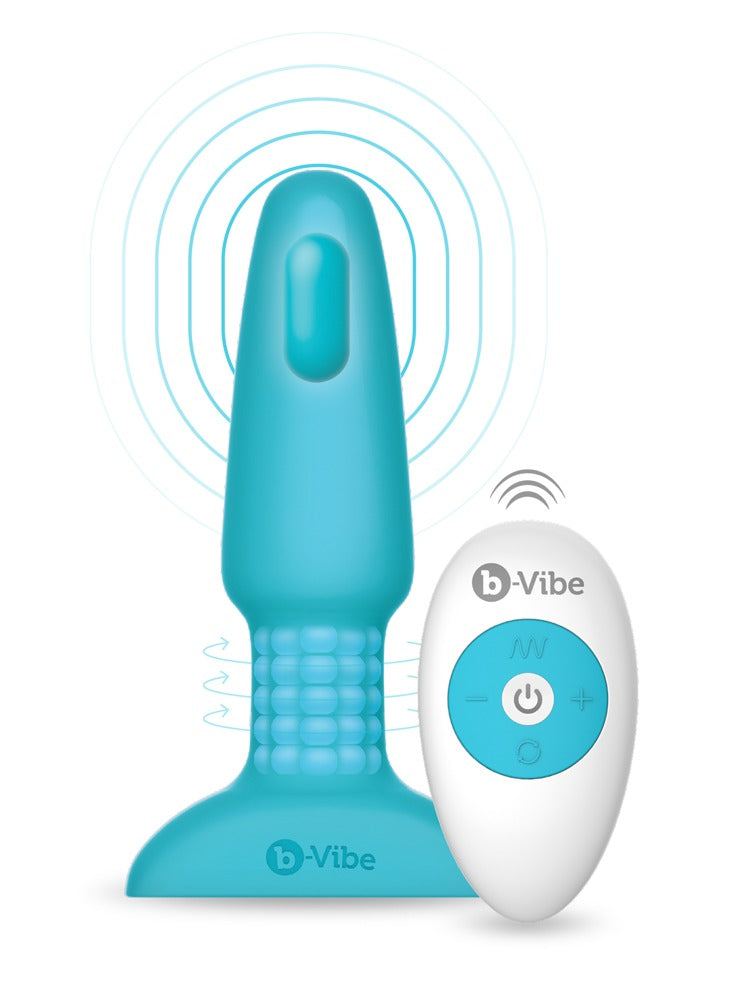 B-Vibe Rimming Plug Blue - Vibrador Anal con Perlas Rotatorias