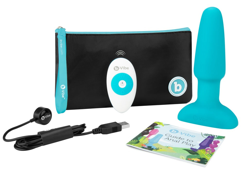 B-Vibe Rimming Plug Blue - Vibrador Anal con Perlas Rotatorias