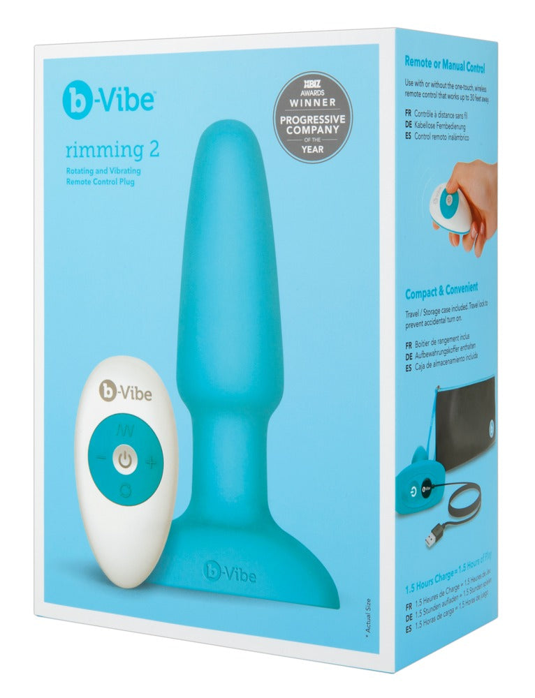 B-Vibe Rimming Plug Blue - Vibrador Anal con Perlas Rotatorias