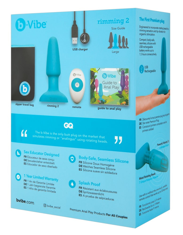 B-Vibe Rimming Plug Blue - Vibrador Anal con Perlas Rotatorias