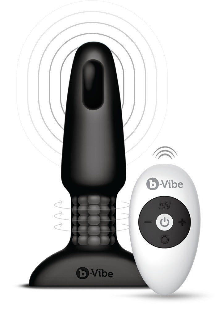 B-Vibe Rimming Plug Black - Vibrador Anal con Perlas Giratorias