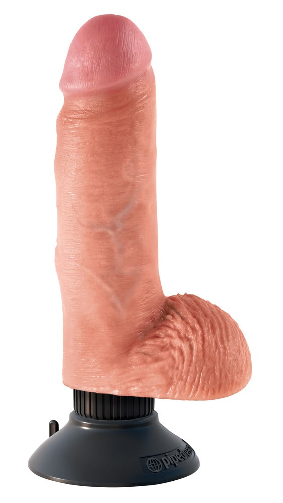 King Cock 7 Inch Vibrador Realista con Testículos y Eje Flexible