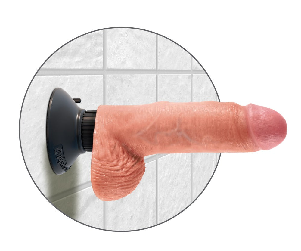 King Cock 7 Inch Vibrador Realista con Testículos y Eje Flexible