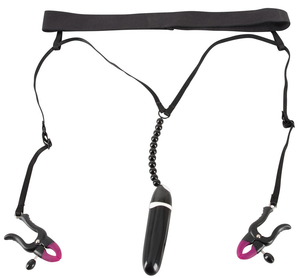 Bad Kitty Spreader String - Tanga con Pinzas Ajustables y Vibrador