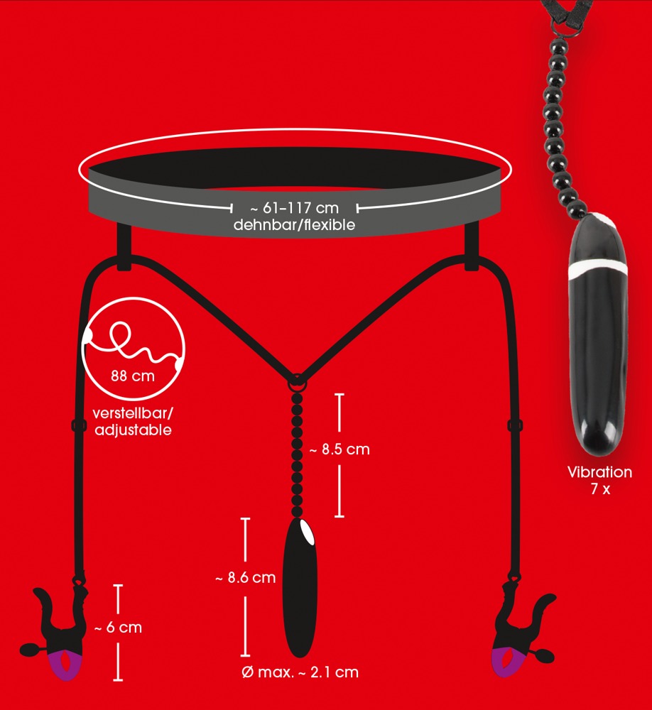 Bad Kitty Spreader String - Tanga con Pinzas Ajustables y Vibrador