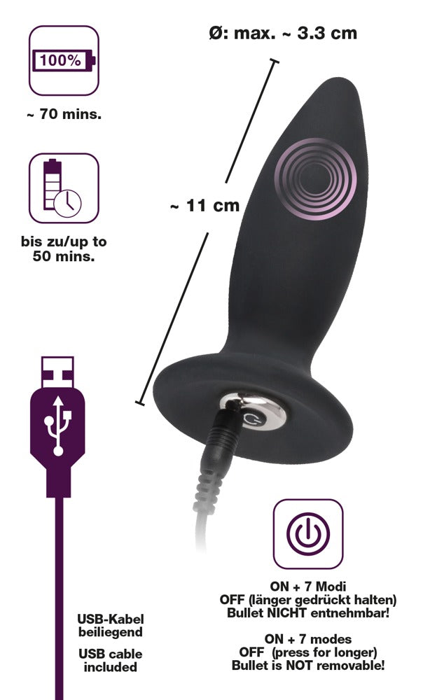 Black Velvets Recharge Plug S - Plug Anal Vibrador Recargable