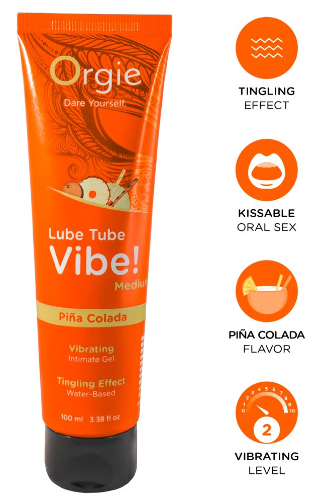 Lube Tube Vibe! Piña Colada 100ml - Gel Lubricante Íntimo Comestible