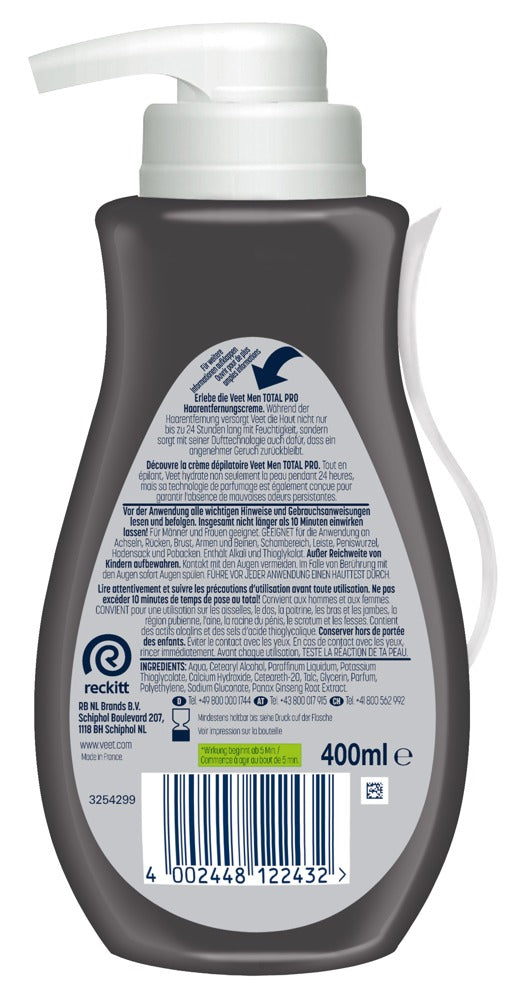 Veet Man Total Pro Crema Depilatoria 400 ml