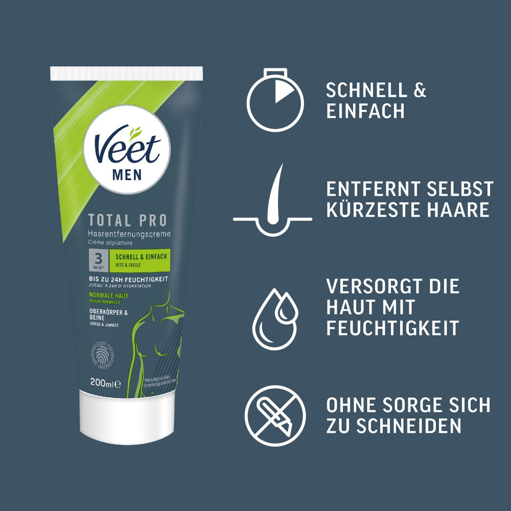 Veet Men Total Pro Crema Depilatoria 200 ml