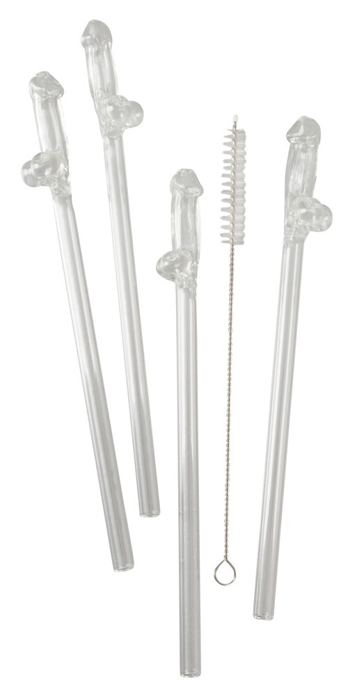 Pajitas de Vidrio Diseño Willy x4 - Reutilizables y Sostenibles