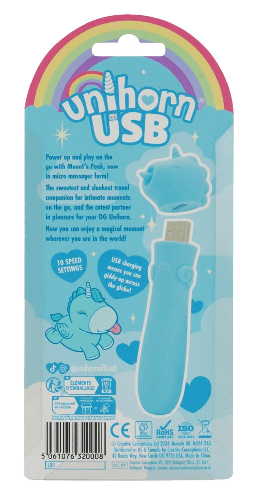Unihorn USB Mount'n Peak - Mini Vibrador Recargable con 10 Modos