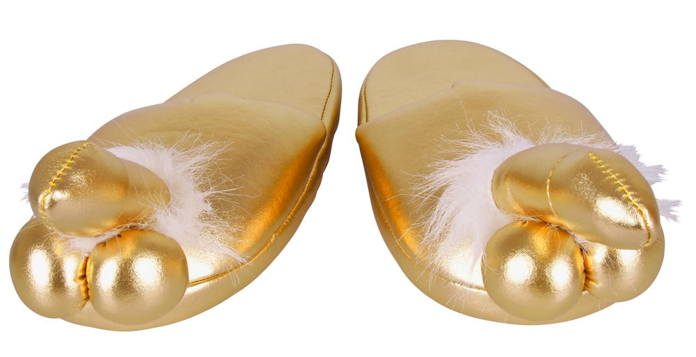 Penis Slippers Gold - Zapatillas de Fiesta Talla Única