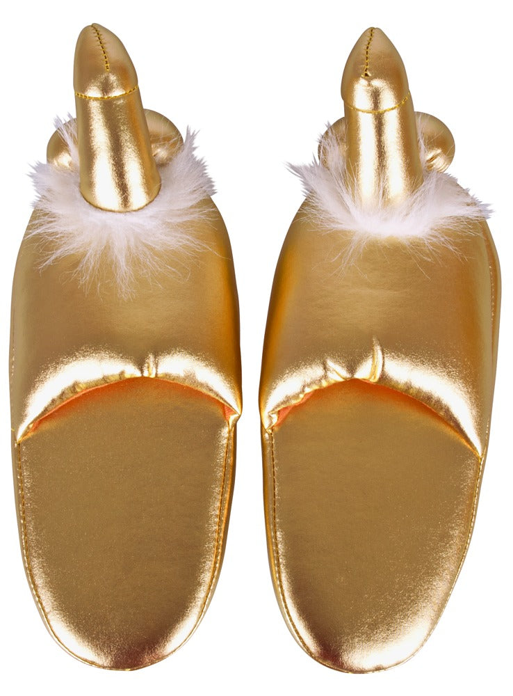Penis Slippers Gold - Zapatillas de Fiesta Talla Única