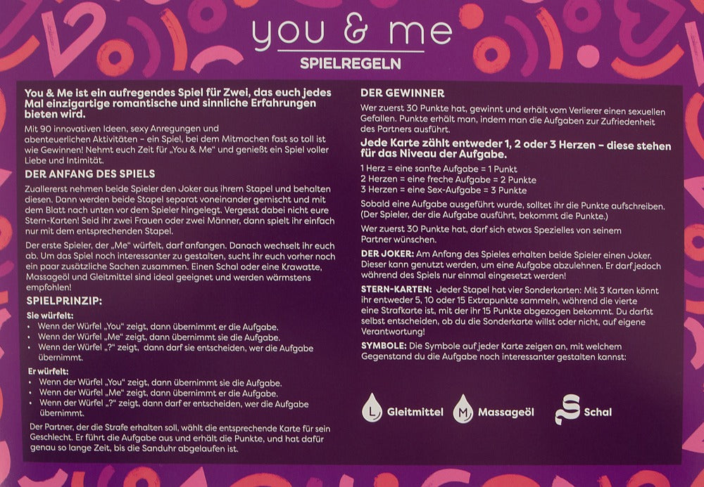 You & Me - Juego Erótico de Parejas con 90 Cartas y Actividades Aventureras