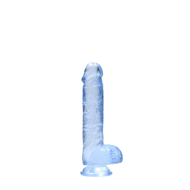 DILDO REALISTA CON TESTICULOS CRYSTAL CLEAR 6 /15 CM AZUL REALROCK