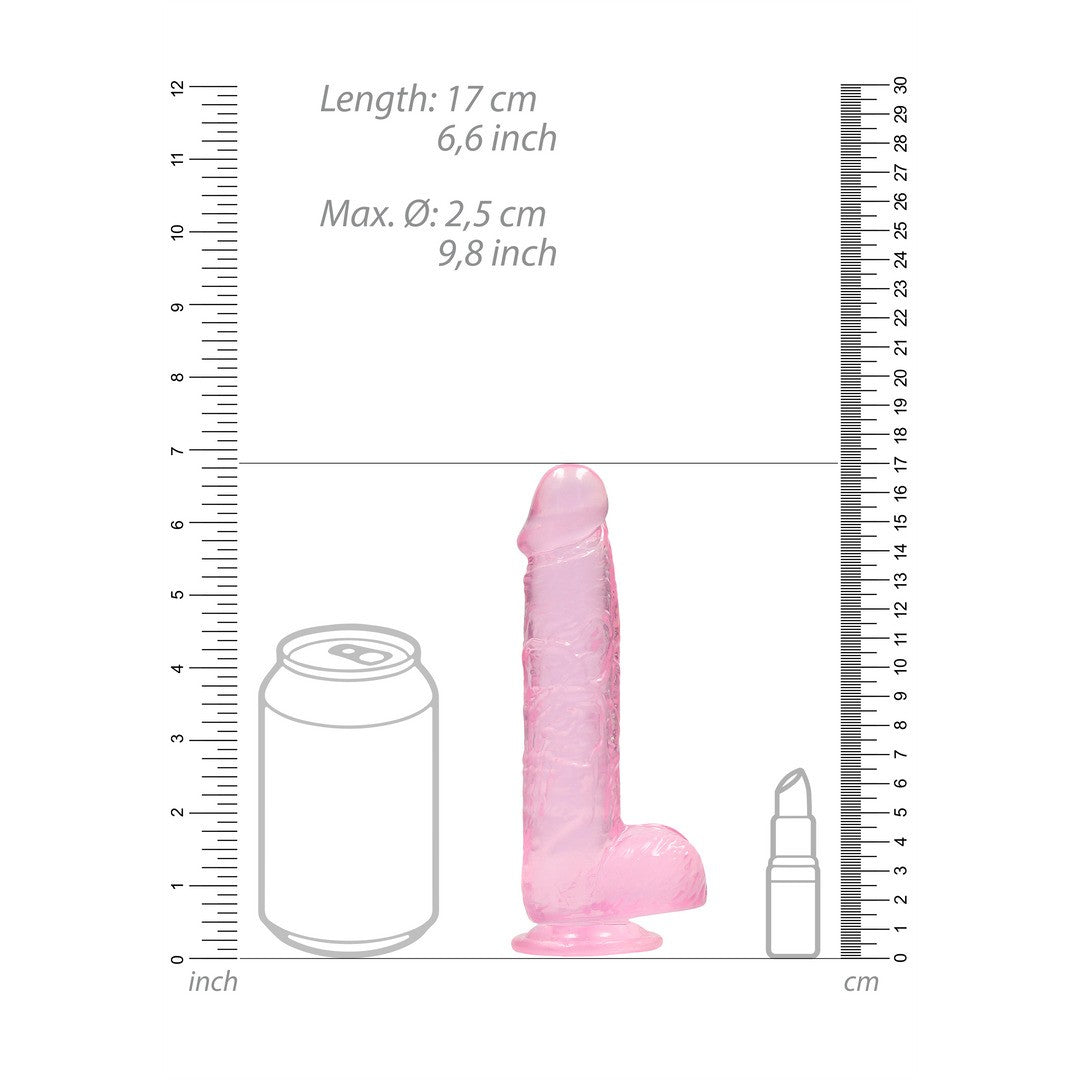 DILDO REALISTA CON TESTICULOS CRYSTAL CLEAR 6 /15 CM ROSA REALROCK