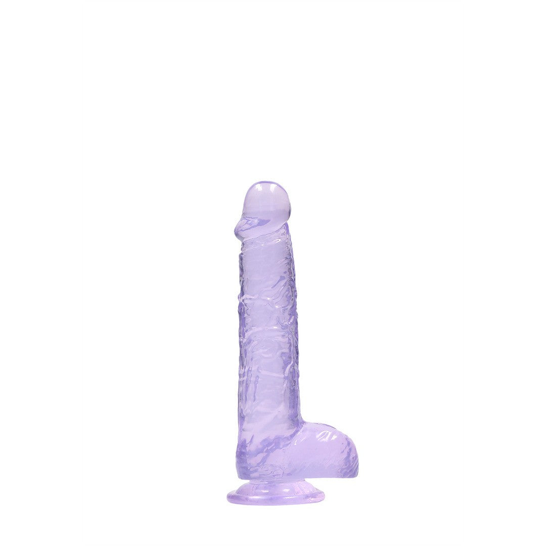 DILDO REALISTA CON TESTICULOS CRYSTAL CLEAR 6 /15 CM MORADO REALROCK
