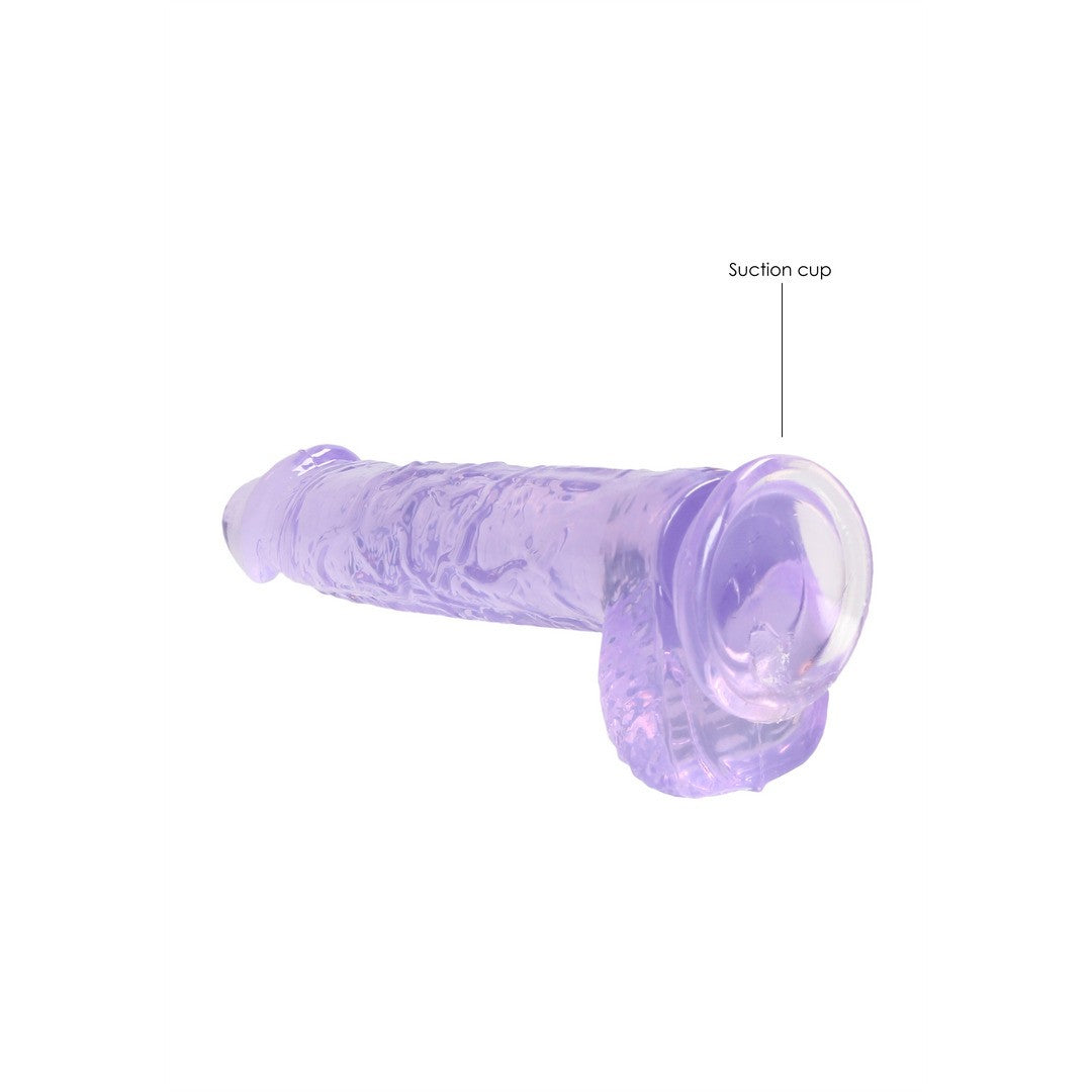 DILDO REALISTA CON TESTICULOS CRYSTAL CLEAR 6 /15 CM MORADO REALROCK
