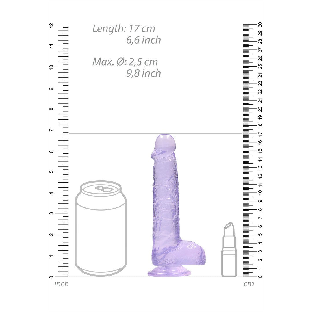 DILDO REALISTA CON TESTICULOS CRYSTAL CLEAR 6 /15 CM MORADO REALROCK