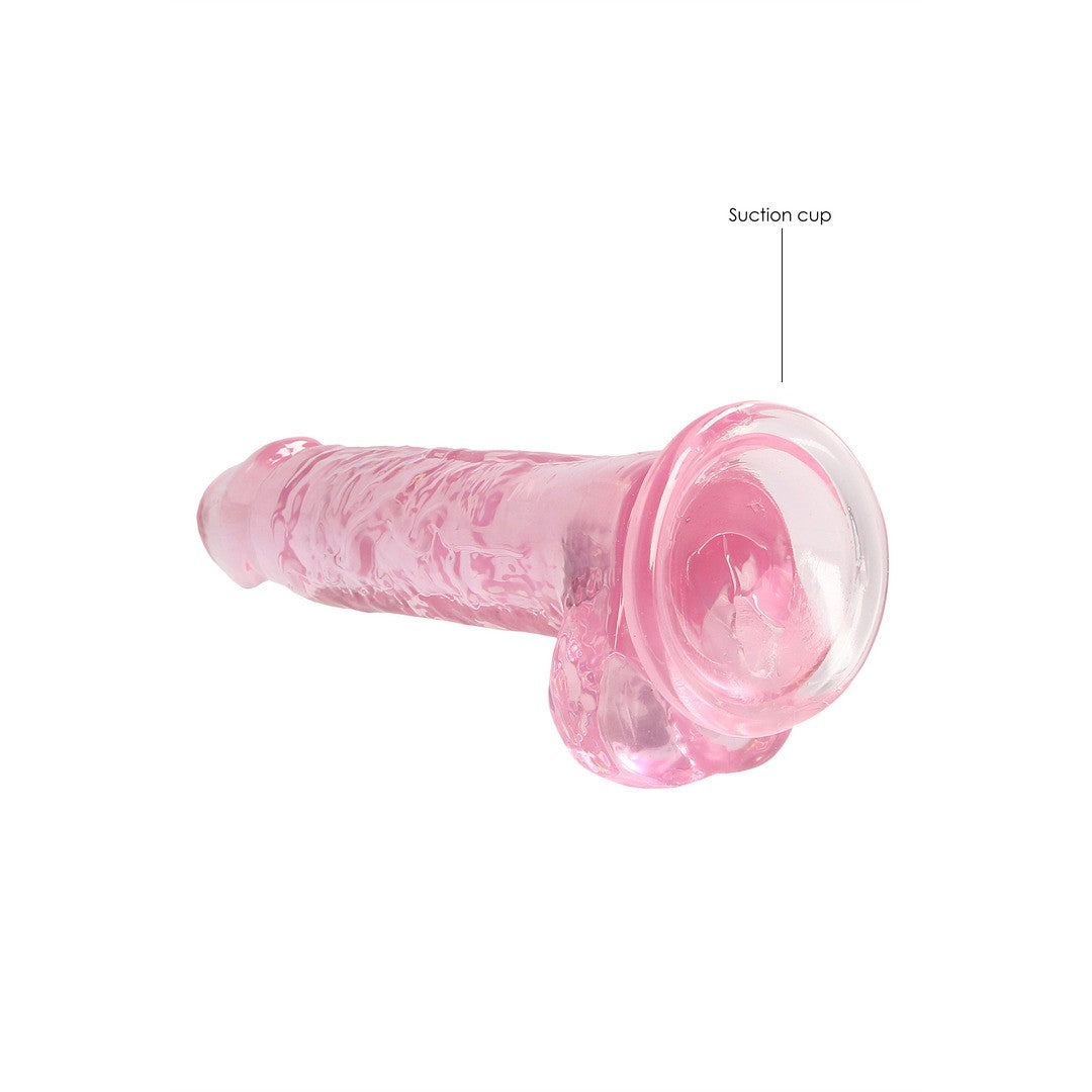 DILDO REALISTA CON TESTICULOS CRYSTAL CLEAR 7 /18 CM ROSA REALROCK