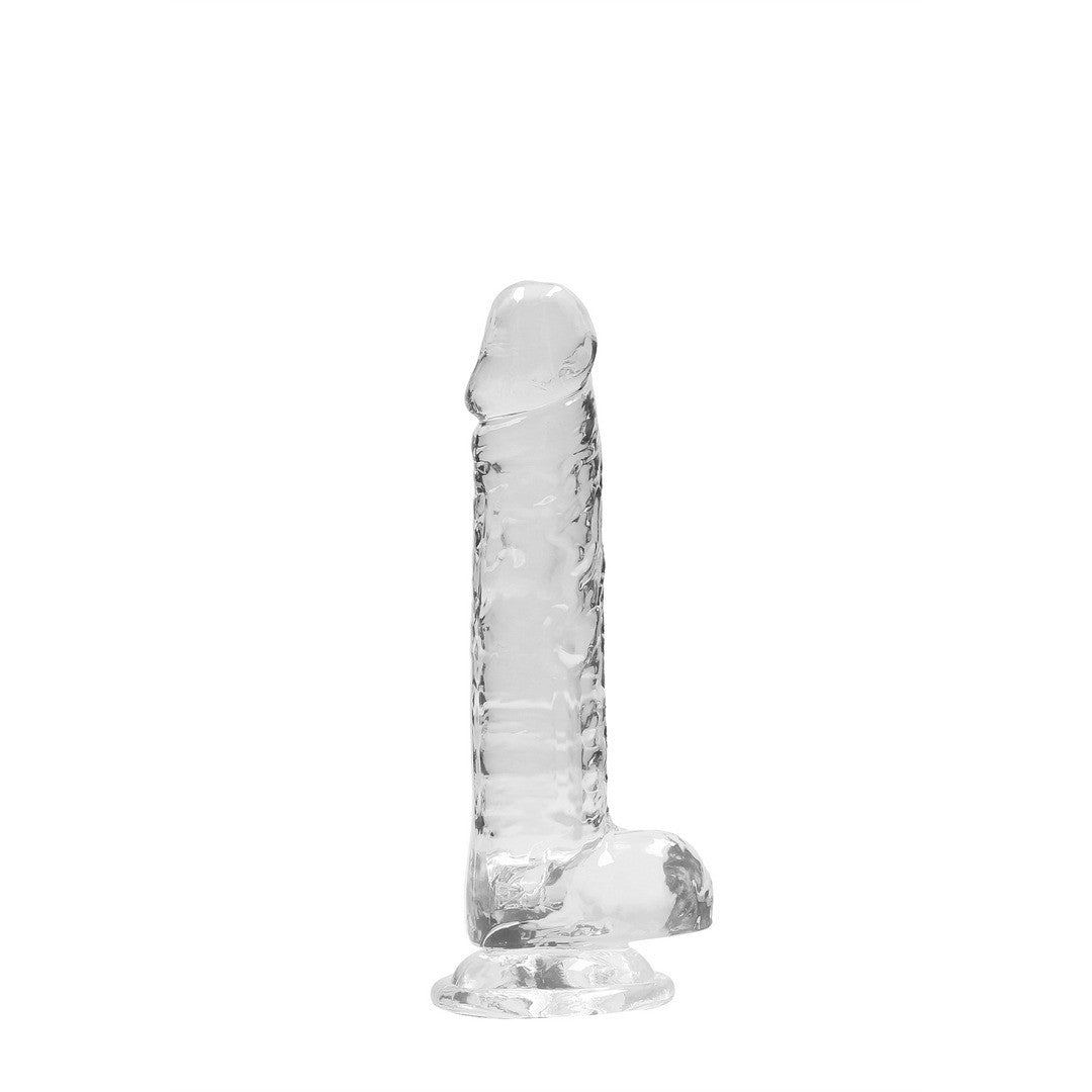 DILDO REALISTA CON TESTICULOS CRYSTAL CLEAR 7 /18 CM TRANSPARENTE REALROCK