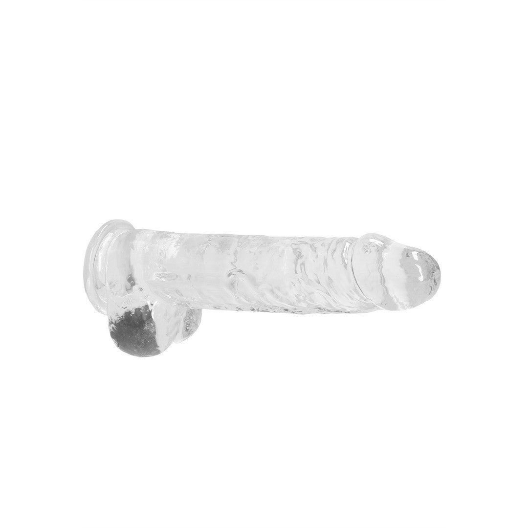 DILDO REALISTA CON TESTICULOS CRYSTAL CLEAR 9 /23CM TRANPARENTE REALROCK