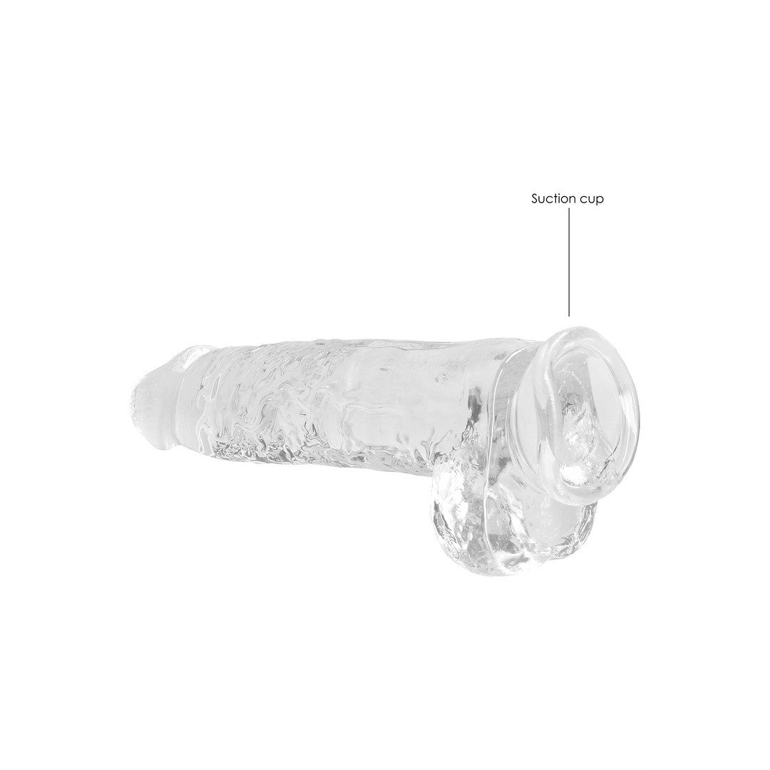 DILDO REALISTA CON TESTICULOS CRYSTAL CLEAR 9 /23CM TRANPARENTE REALROCK
