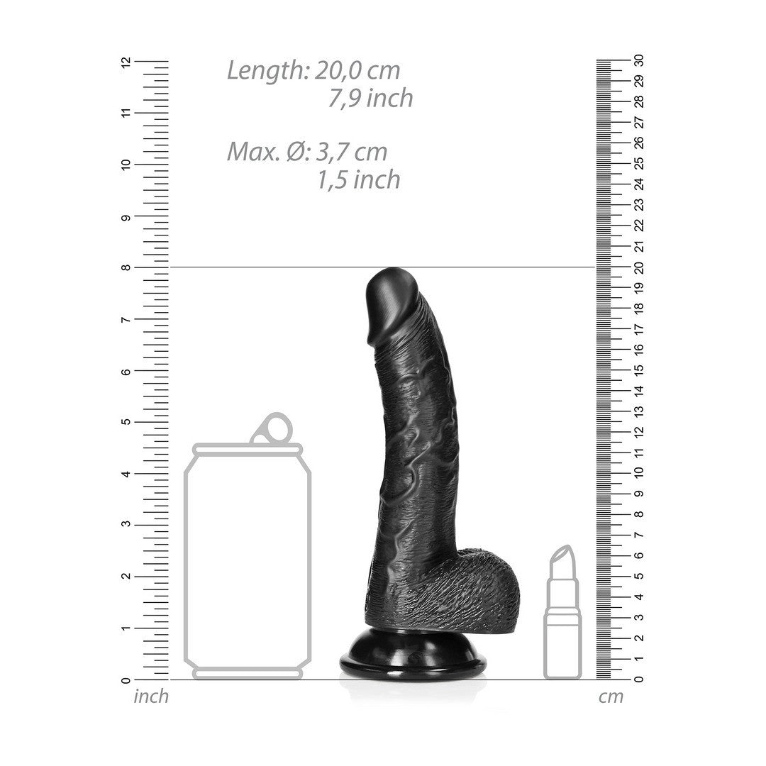 DILDO REALISTA CON TESTICULOS CURVED 7 /18CM NEGRO REALROCK