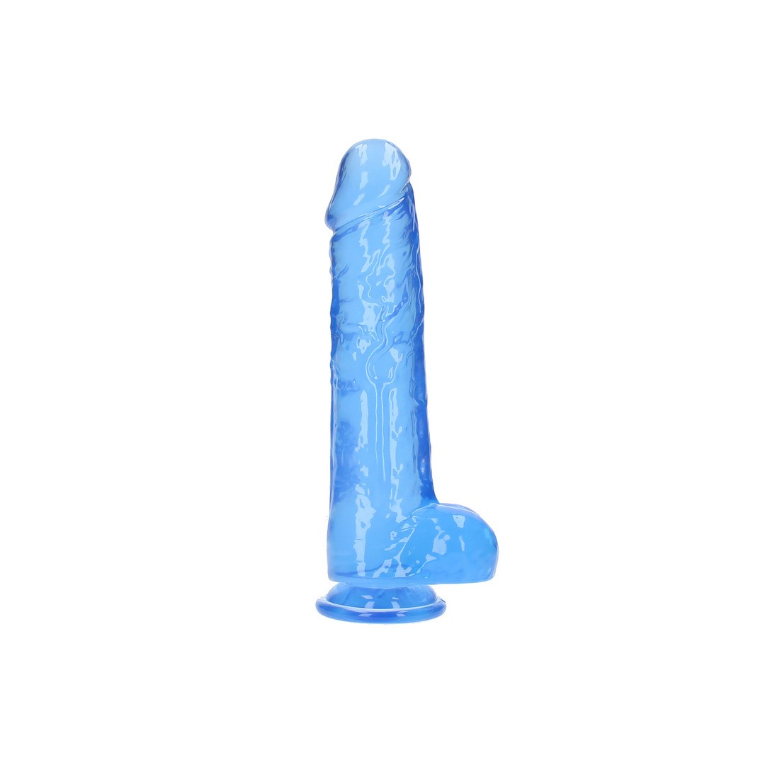 DILDO REALISTA CON TESTICULOS CRYSTAL CLEAR 10 /25,4 CM AZUL REALROCK