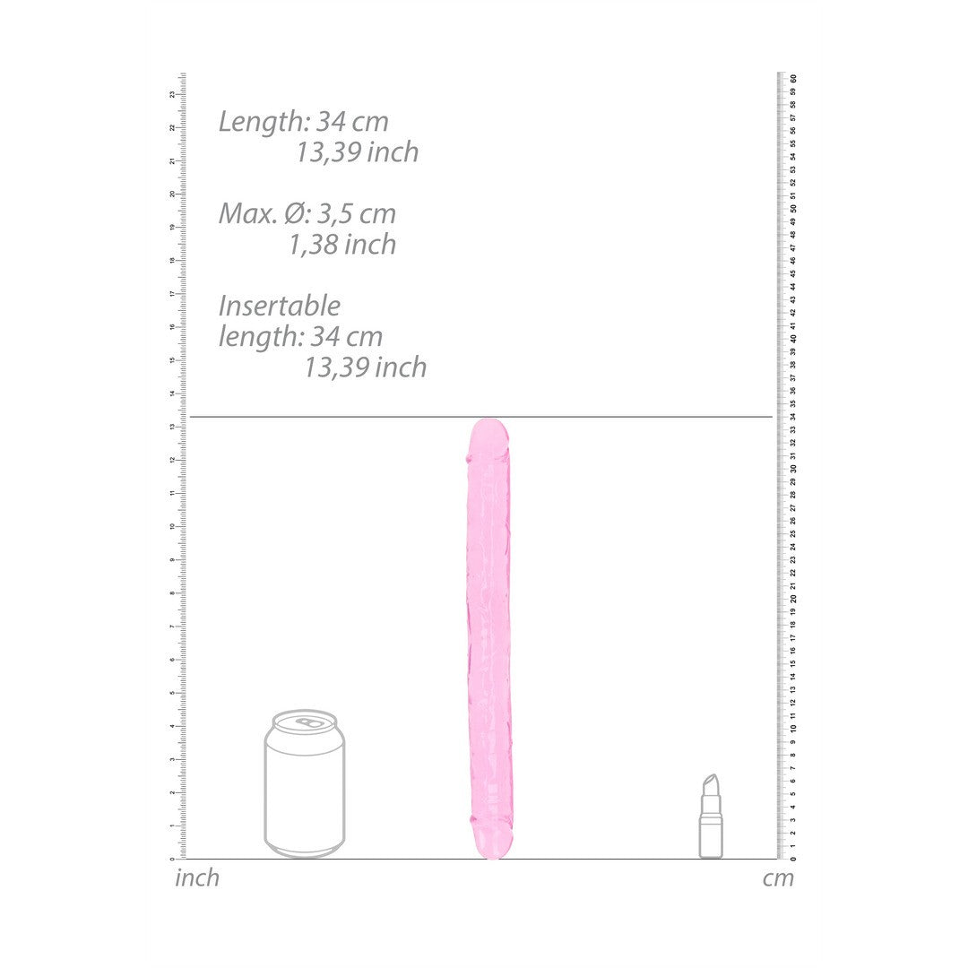 DILDO DOBLE CRYSTAL CLEAR 13 /34 CM ROSA REALROCK
