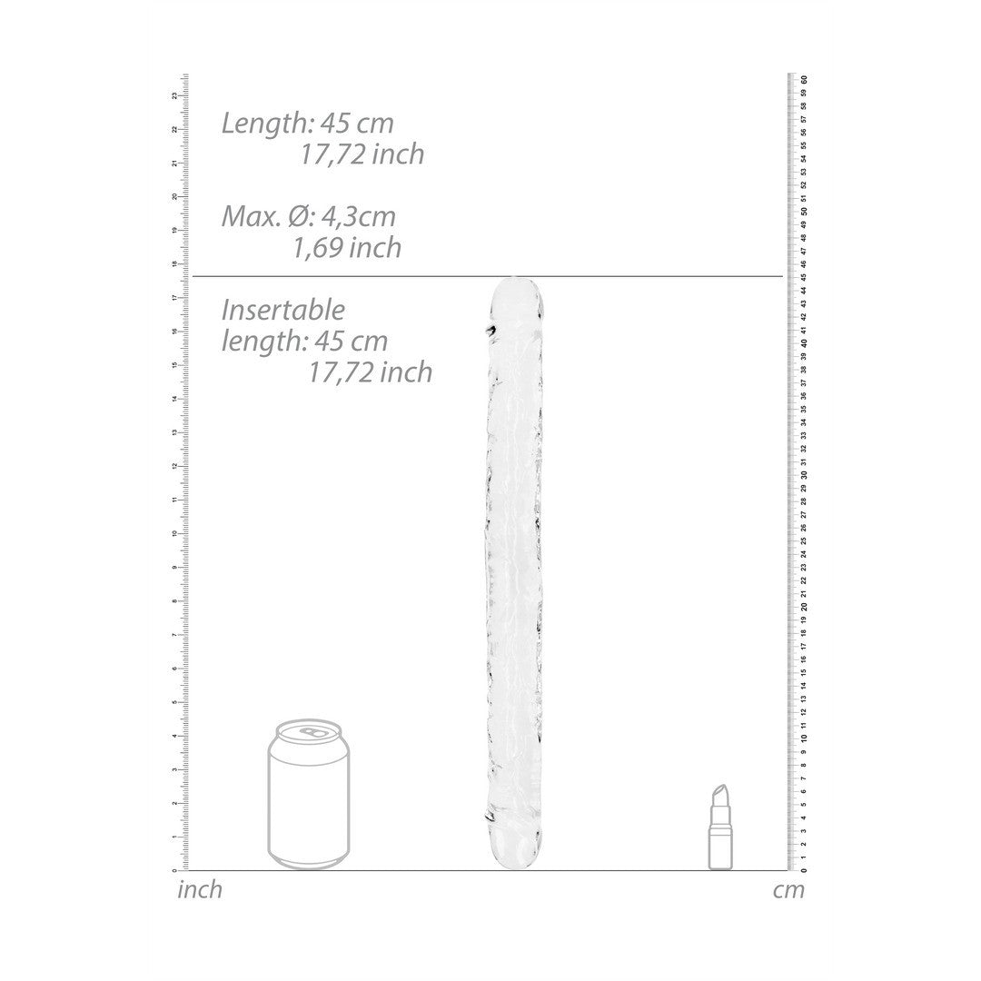 DILDO DOBLE CRYSTAL CLEAR 18 /45 CM TRANSPARENTE REALROCK
