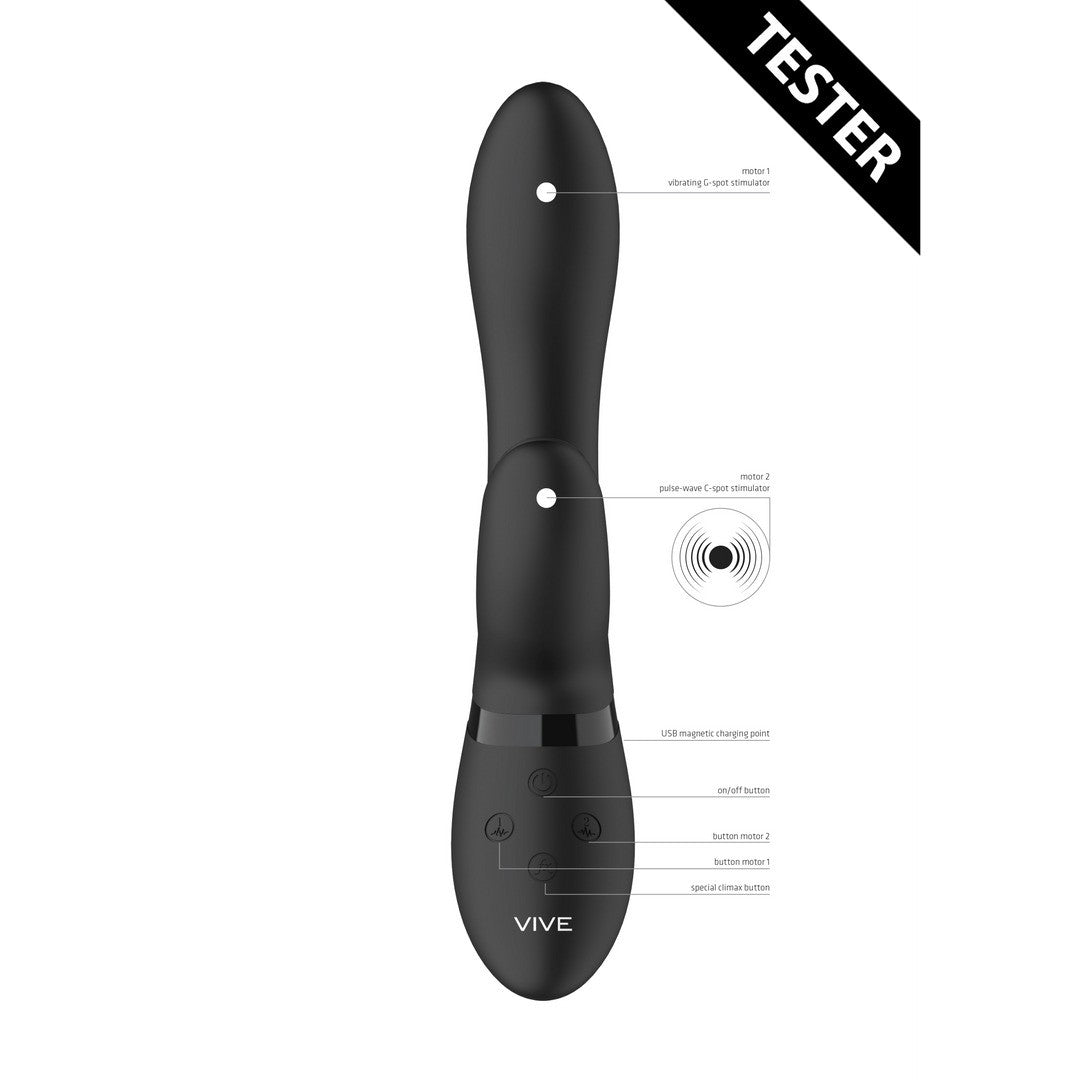TESTER VIBRADOR KYRA PULSE CLITORAL RABBIT NEGRO VIVE