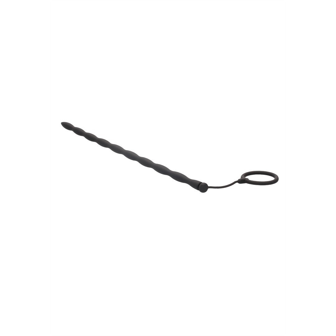 CONJUNTO DE SONDA DE URETRA CON ANILLO PARA EL PENE EN SILICONA NEGRO OUCH!