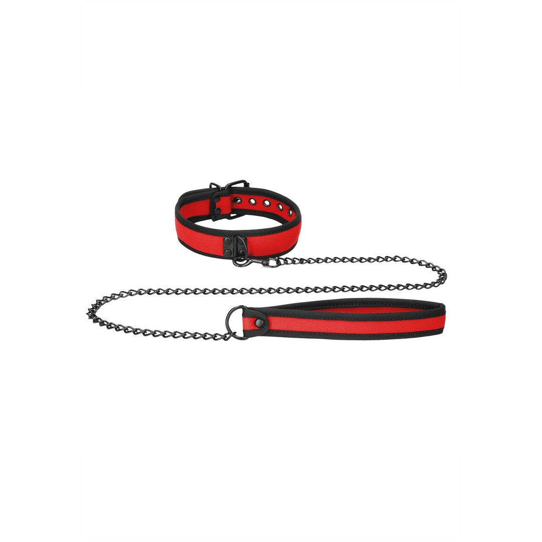 COLLAR DE NEOPRENO ROJO CON CORREA OUCH!