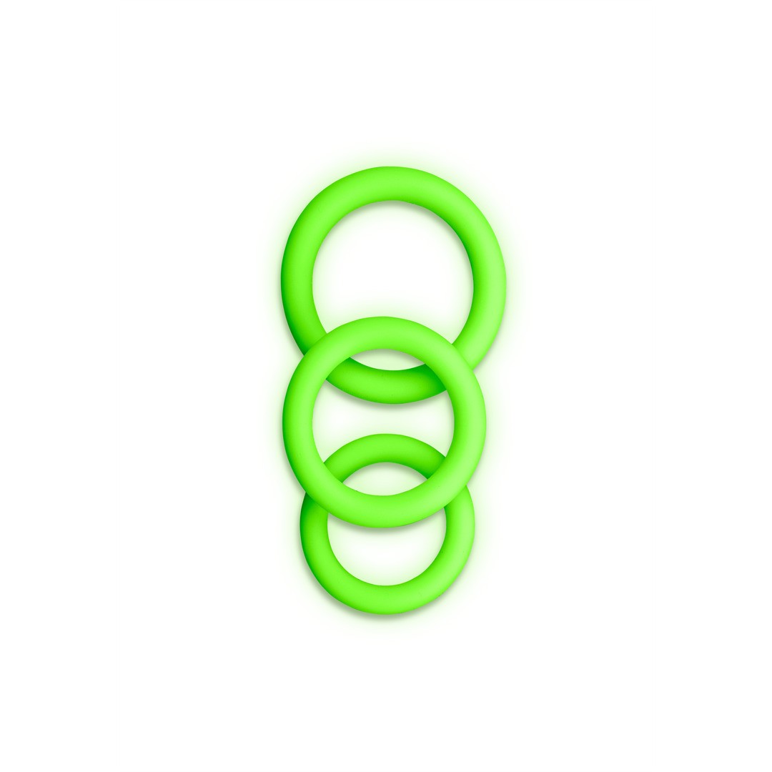 CONJUNTO DE 3 ANILLOS PARA EL PENE GLOW IN THE DARK OUCH!